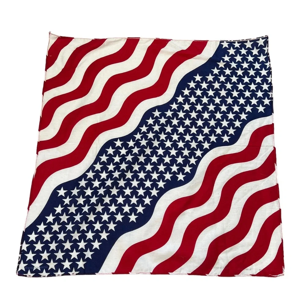 4/$40 American Flag Red White and Blue White Bandanna